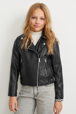 C&A Biker Faux Leren Jassen Zwart | NIR-841765