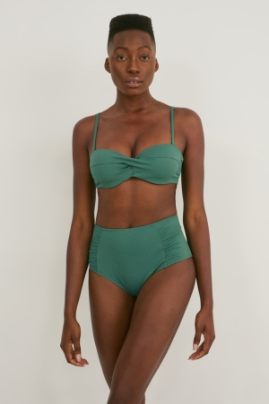 C&A Bikini Bottoms High Rise Zwemkleding Donkergroen | YGD-953674