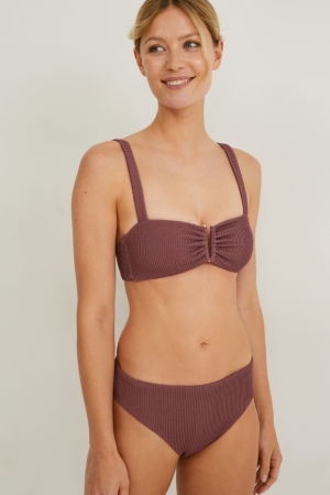 C&A Bikini Bottoms Mid-rise Lycra® Xtra Life™ Zwemkleding Bordeaux | VDI-192037