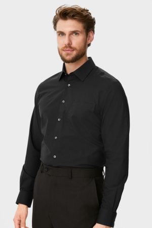 C&A Business Regular Fit Kent Collar Easy-iron Overhemd Zwart | WSA-826754