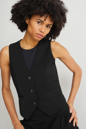 C&A Business WaistWith Recycled Polyester Blazer Zwart | THI-801943