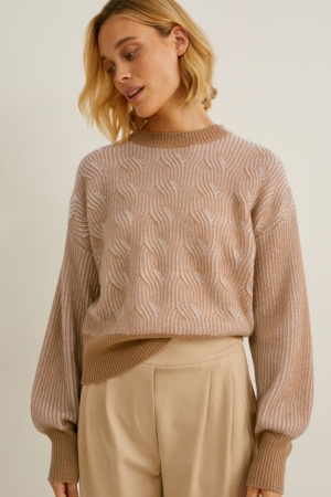 C&A Cashmere Jumpers Lichtbruin | OMY-935127