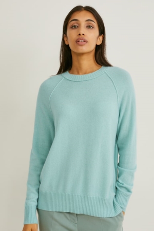 C&A Cashmere Jumpers Mintgroen Groen | JGZ-956302