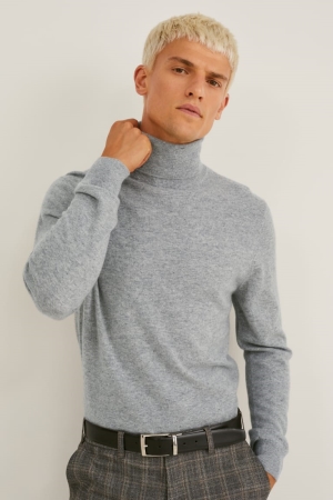 C&A Cashmere Polo Neck Jumpers Grijs | FTB-294875