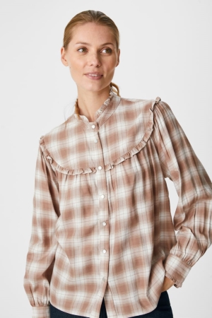 C&A Check Blouse Lichtbruin | PET-976053