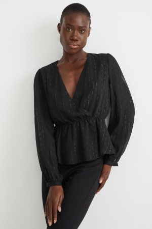 C&A Chiffon Blouse Zwart | TUX-752063