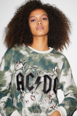 C&A Clockhouse Ac/Dc Sweatshirts Donkergroen Wit | MEA-475016