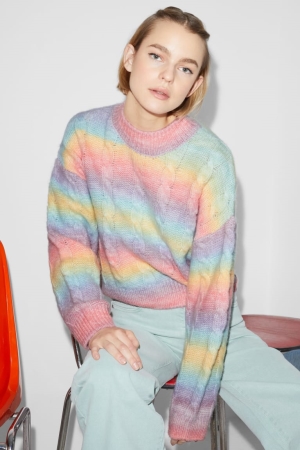 C&A Clockhouse Cable Knit Pattern Jumpers Multicoloured | DCQ-071234