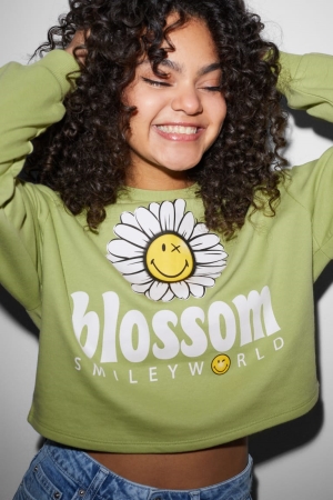 C&A Clockhouse Cropped Smileyworld® Sweatshirts Lichtgroen | UND-817923