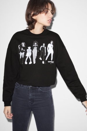 C&A Clockhouse Cropped Spice Girls Sweatshirts Zwart | JZA-943510