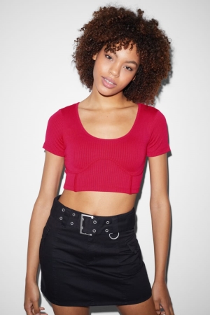 C&A Clockhouse Cropped T-shirts Roze | ZTJ-301956