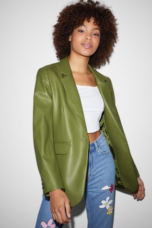 C&A Clockhouse Faux Leren Blazer Groen | NOF-457608