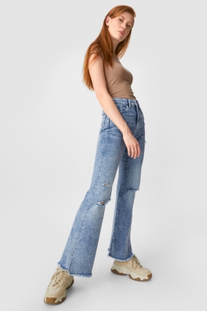 C&A Clockhouse Flared High Taille Jeans Blauw Lichtblauw | EQK-461793