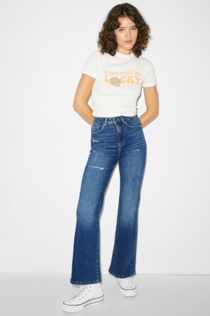 C&A Clockhouse Flared High Taille Jeans Blauw | XMT-985421