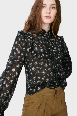 C&A Clockhouse Floral Blouse Zwart | XAD-350674