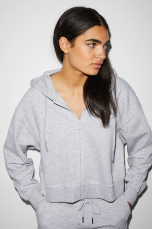 C&A Clockhouse Zip-through With Hood Sweatshirts Lichtgrijs | XRD-416057