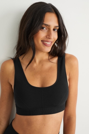 C&A Crop Gewatteerd Seamless- Lycra® Ondergoed Zwart | CDK-569730