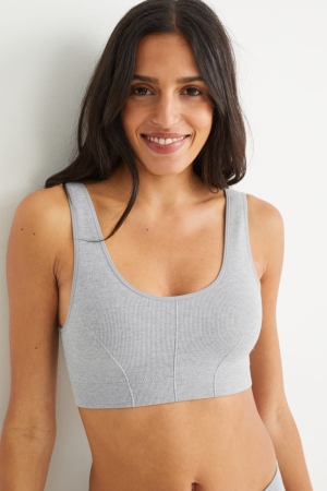 C&A Crop Gewatteerd Seamless- Lycra® Ondergoed Grijs | XNZ-479615