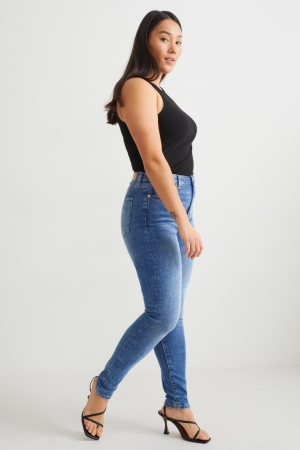 C&A Curvy High Taille Mager Fit Lycra® Recycled Jeans Blauw | CDZ-341967