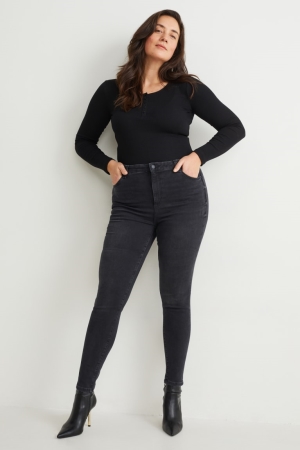 C&A Curvy High Taille Mager Fit Lycra® Recycled Jeans Zwart | YCP-871039