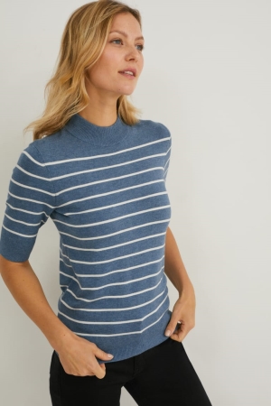 C&A Fine Knit Gestreept Jumpers Donkerblauw | FIU-567480