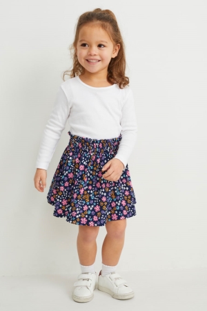 C&A Floral Rokken Donkerblauw | YVP-067452