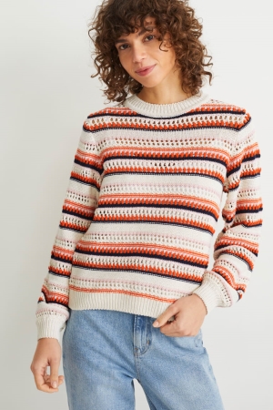 C&A Gestreept Jumpers Lichtbeige | VLP-265748