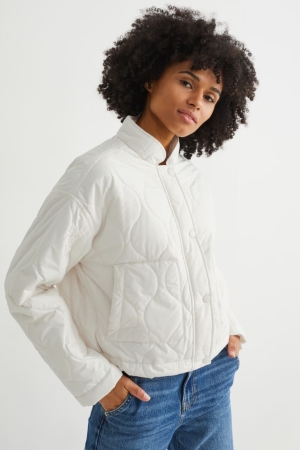 C&A Gewatteerd With Recycled Polyester Jassen Wit | YME-860472