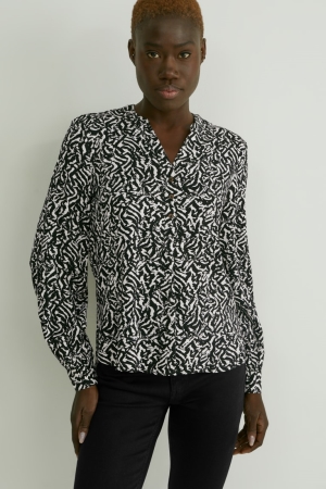 C&A Lenzing™ Ecovero™ Patterned Blouse Zwart Wit | NYZ-208915