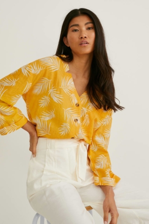 C&A Linen Blend Blouse Oranje | ERI-209345