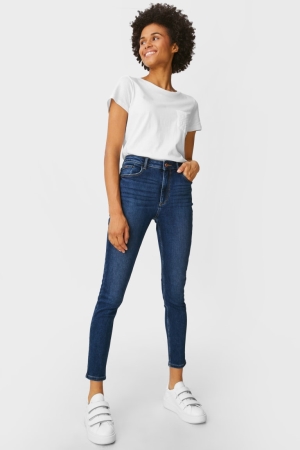 C&A Mager High Taille Recycled Jeans Blauw | ABF-431268