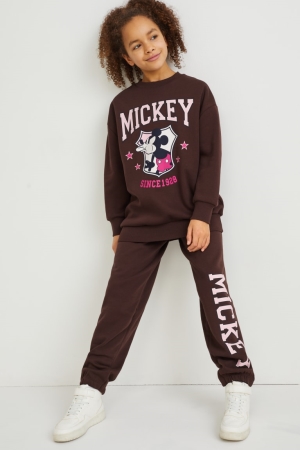 C&A Mickey Mouse Set And Joggers 2 Piece Sweatshirts Donkerbruin | ZIM-479380