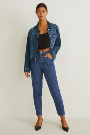 C&A Mom High Taille Lycra® Recycled Jeans Blauw | RTU-306752