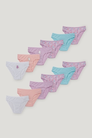 C&A Multipack Of 12 Briefs Organic Katoenen Ondergoed Roze Turquoise | YRP-654890