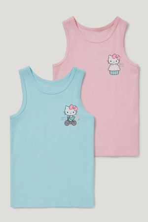 C&A Multipack Of 2 Hello Kitty Vest Organic Katoenen Ondergoed Lichtturquoise | HSG-945182