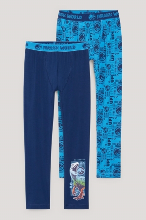 C&A Multipack Of 2 Jurassic World Long Pants Ondergoed Donkerblauw | JGF-279480