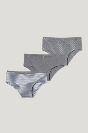 C&A Multipack Of 3 Briefs Organic Katoenen Ondergoed Grijs | VJL-792531