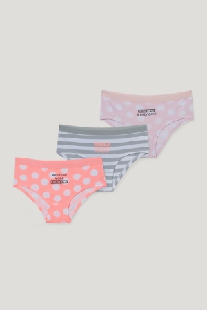 C&A Multipack Of 3 Hipster Briefs Organic Katoenen Ondergoed Wit Roze | NVC-730685