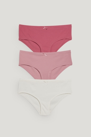 C&A Multipack Of 3 Hipster Briefs With Organic Katoenen Ondergoed Wit Roze | GCS-256804