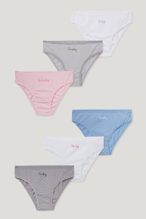 C&A Multipack Of 6 Briefs Organic Katoenen Ondergoed Wit Roze | EDA-325716