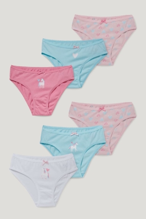 C&A Multipack Of 6 Unicorn Briefs Organic Katoenen Ondergoed Lichtturquoise | RHX-935207