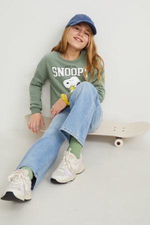 C&A Peanuts Set And 2 Piece Sweatshirts Lichtgroen | SCT-537891