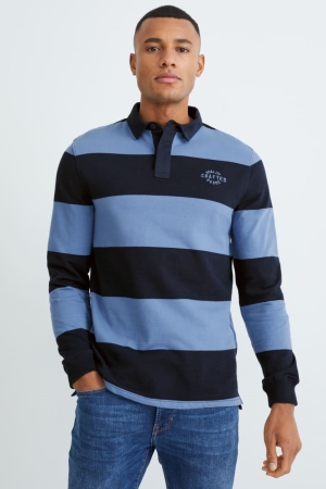 C&A Polo Gestreept Overhemd Blauw Donkerblauw | UKR-234517