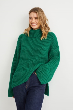 C&A Polo Neck Jumpers Groen | KMH-679253