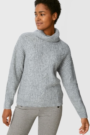 C&A Polo Neck Recycled Jumpers Grijs | BIU-763921