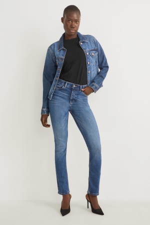 C&A Slim High Taille Cradle To Cradle Certified® Gold Jeans Blauw | VSY-049278