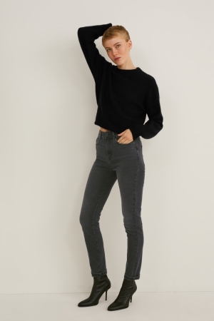 C&A Slim High Taille Lycra® Jeans Zwart | ZDT-864390