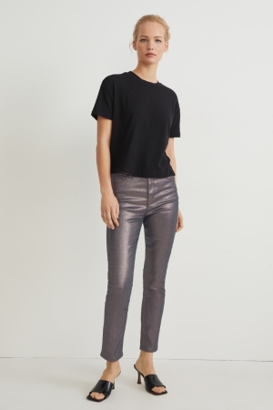 C&A Slim High Taille Lycra® Shiny Jeans Bruin | ZTV-645230