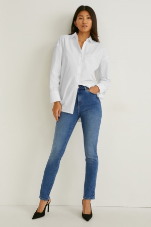 C&A Slim High Taille Recycled Jeans Blauw | DVN-690135