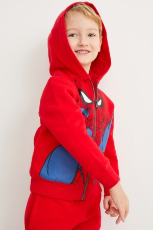 C&A Spider-man Zip-through With Hood Sweatshirts Rood | GBF-503749